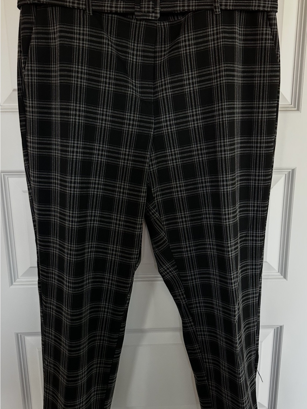 LOFT Black and Gray Plaid Cropped Pants